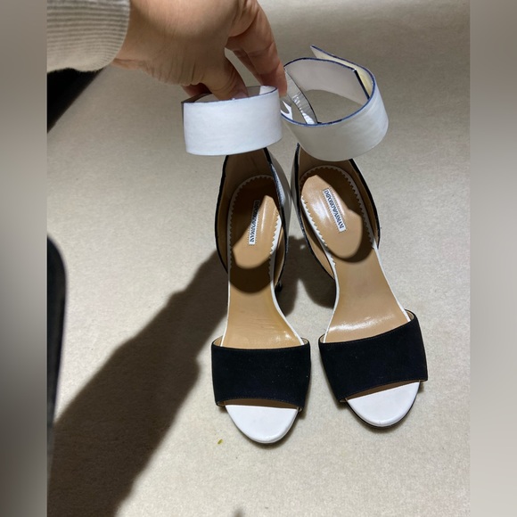 emporio armani Women's White Black Heels Pump Leather Suede - Picture 6 of 7